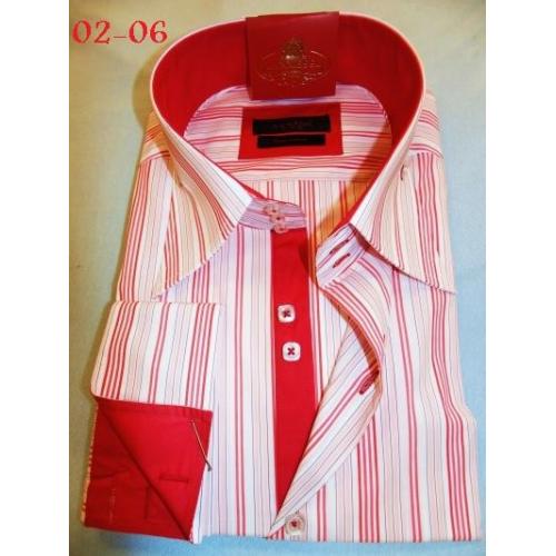 Axxess White / Red Cotton Modern Fit Dress Shirt 02-06